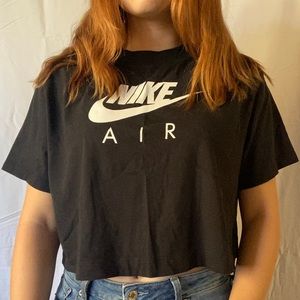PRICE DROP! Cropped black t-shirt with white Nike logo